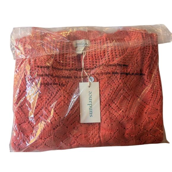 NWT Womens Sundance Jocelyn Knit Cardigan Sweater Spiced Coral Size L Rtl $128 - Picture 2 of 2